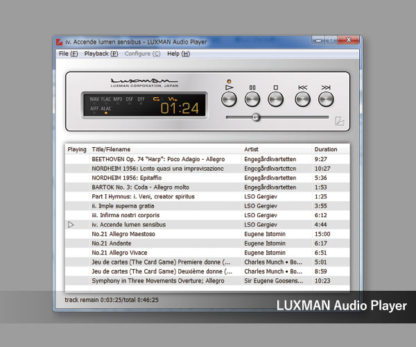 LUXMAN’s original playback software