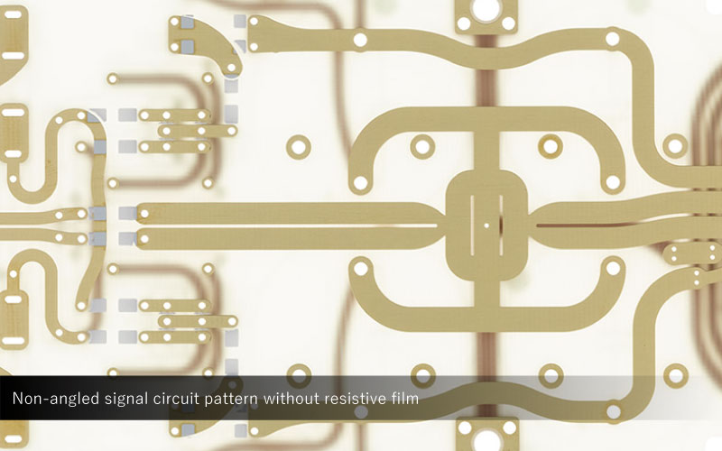 100μm thick non-angled circuit board tracing